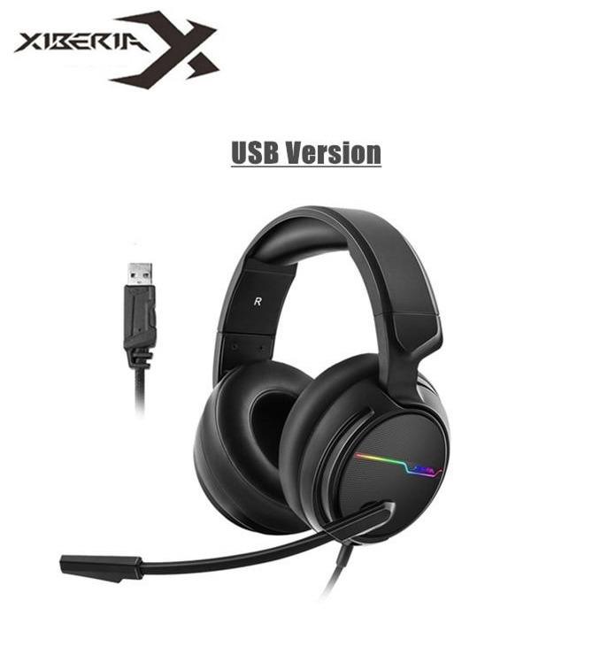 XIBERIA V20 USB PS4 Headset for Host Connection 7.1 Surround Sound PC Gaming Headset with 1.95 Meter Cable and Noise Cancelling Mic Headphones for