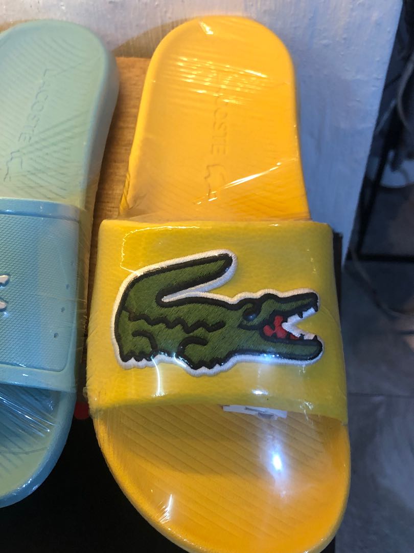 lacoste yellow slides