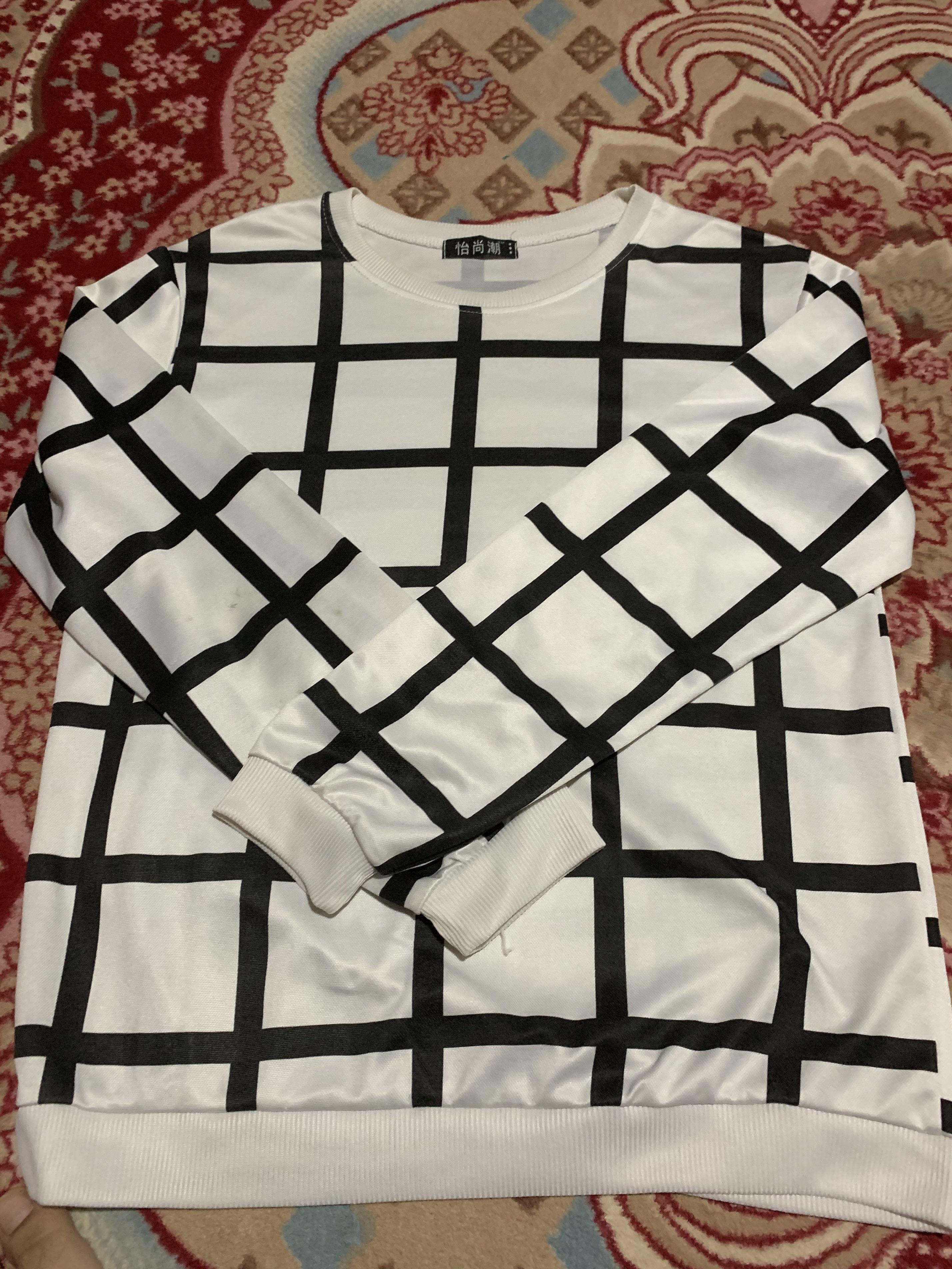 White grid sweater hotsell