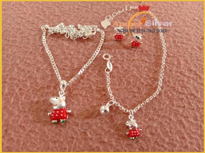 peppa pig necklace bracelet set