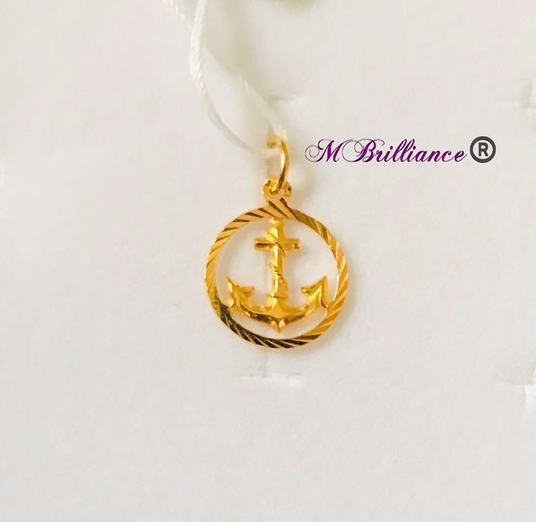 Gold cross anchor pendant store