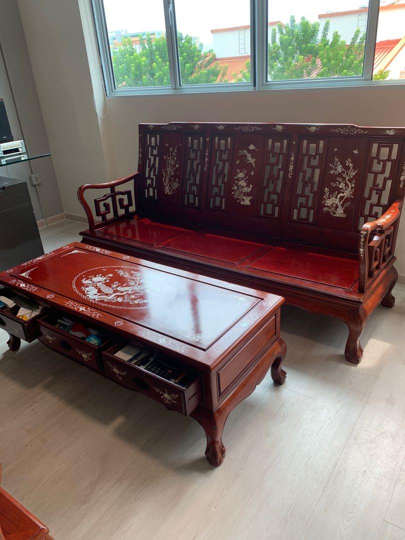 Antique Chinese wooden sofa set, Furniture & Home Living, Furniture