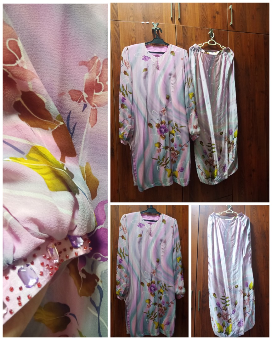 Baju Kurung Moden Batik Sutera Shifon Muslimah Fashion Two Piece On Carousell