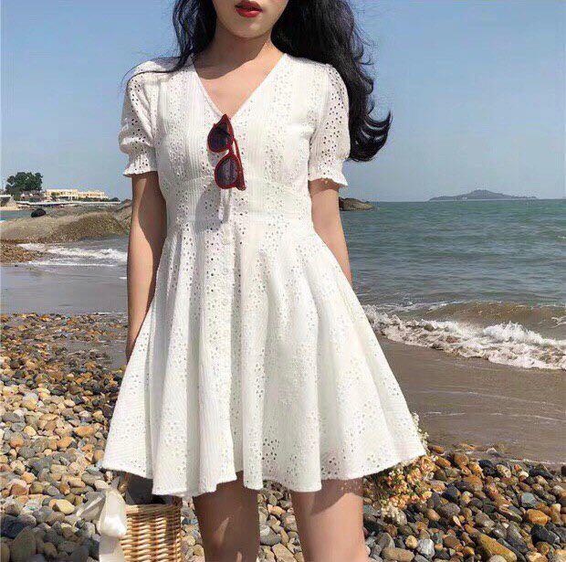 eyelet button down dress