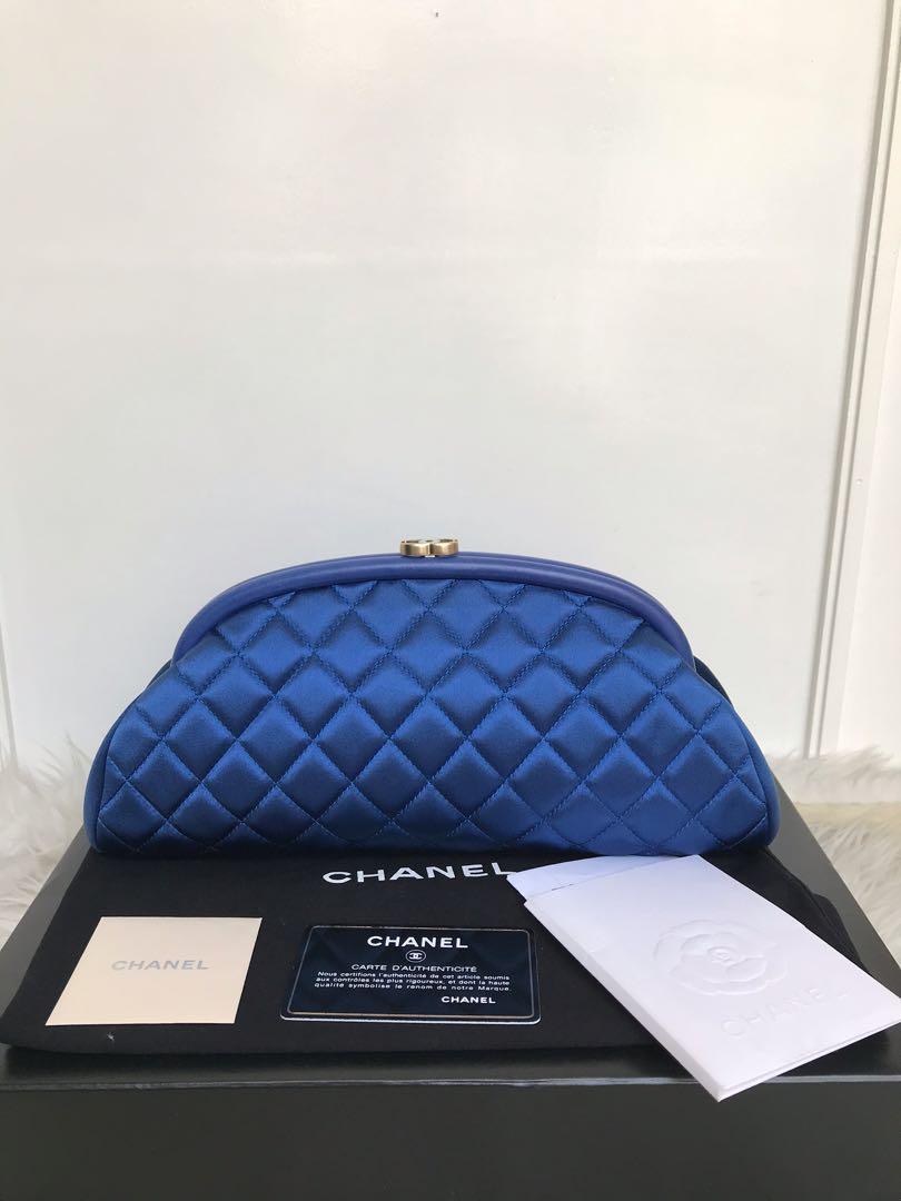 Chanel timeless clutch satin GHW # 17, Luxury, Bags & Wallets on Carousell