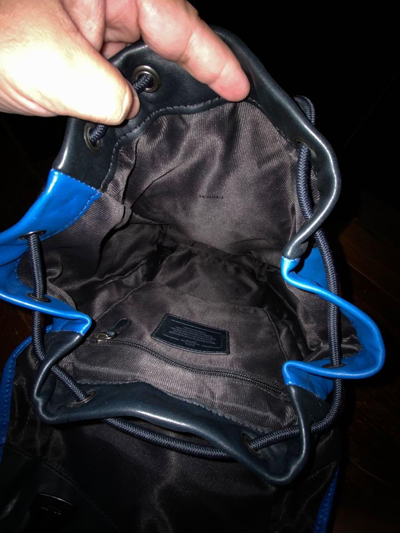 coach blue leather backpack