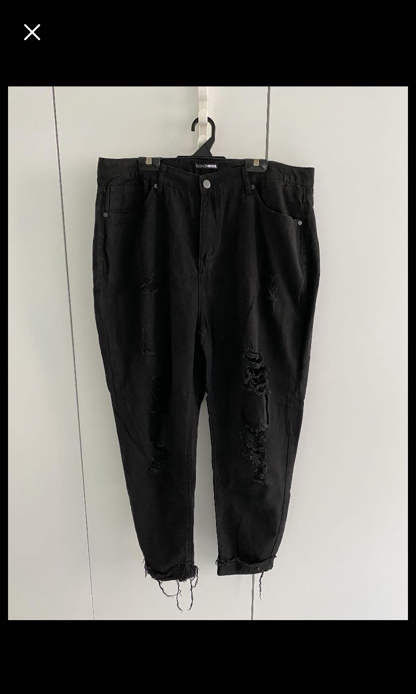 Fashion Nova 1x Plus Size Black Ripped Jeans Men S Fashion