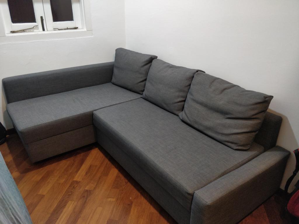 FRIHETEN fabric Corner sofabed with storage, Furniture & Home Living