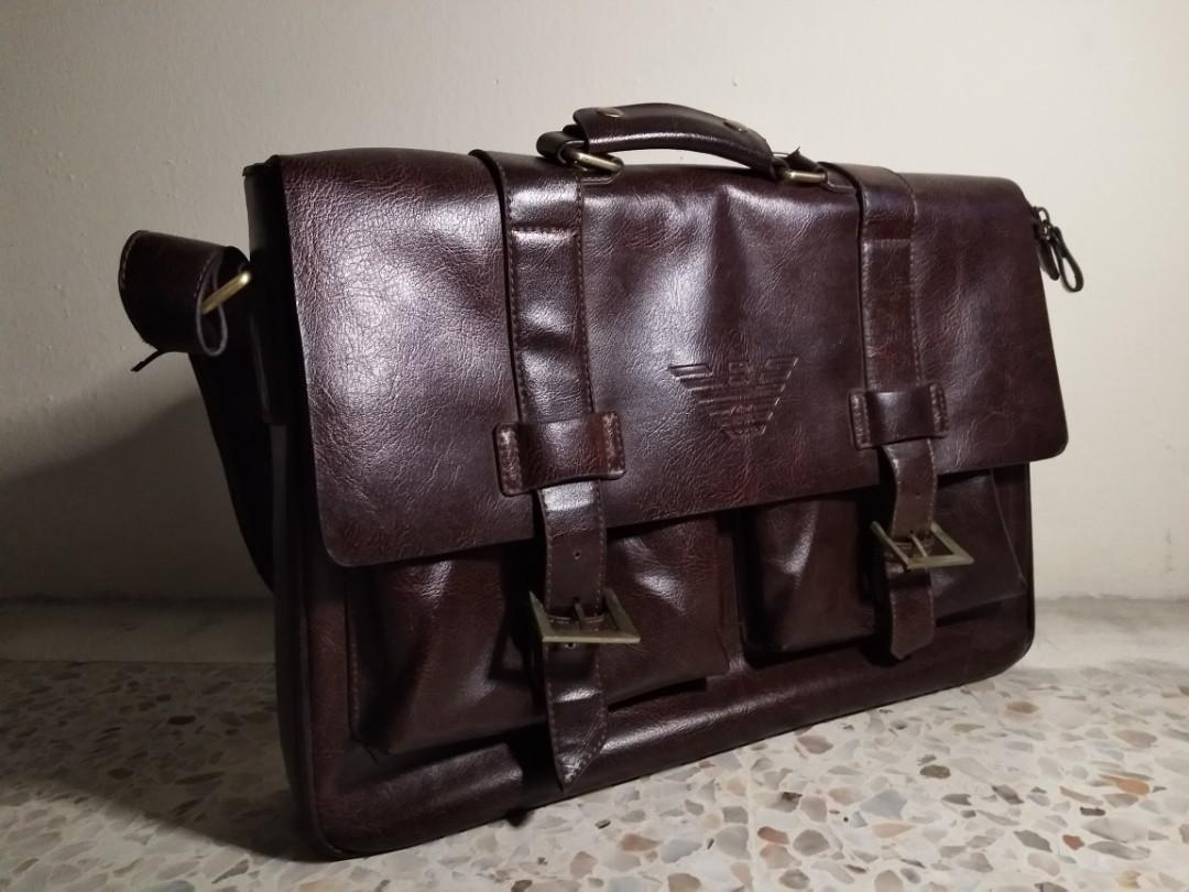 Giorgio Armani Leather Sling Bag Working Bag Men s Fashion