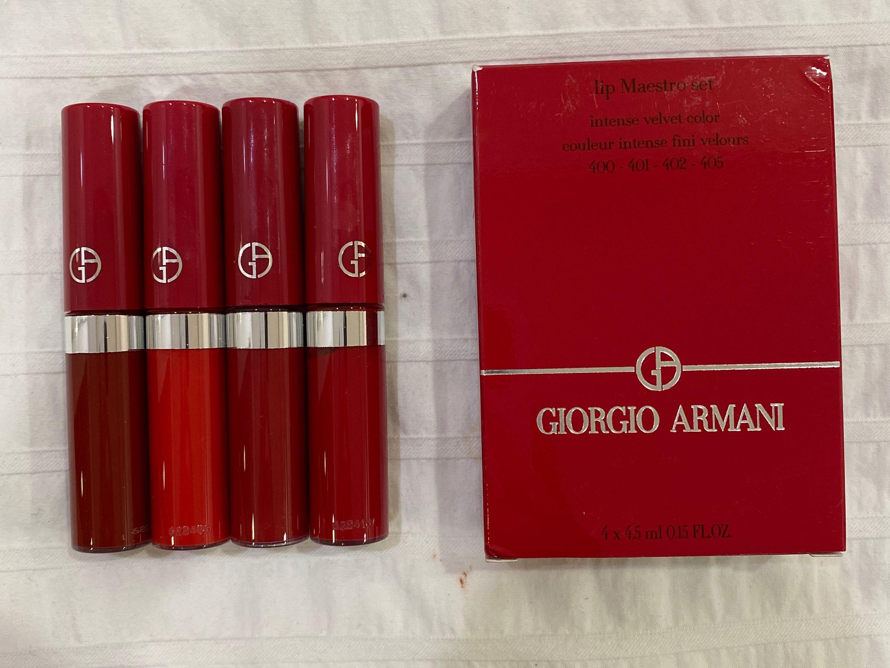 Giorgio Armani Lip Maestro Set #400 #401 #402 #405, Beauty & Personal Care,  Face, Face Care on Carousell