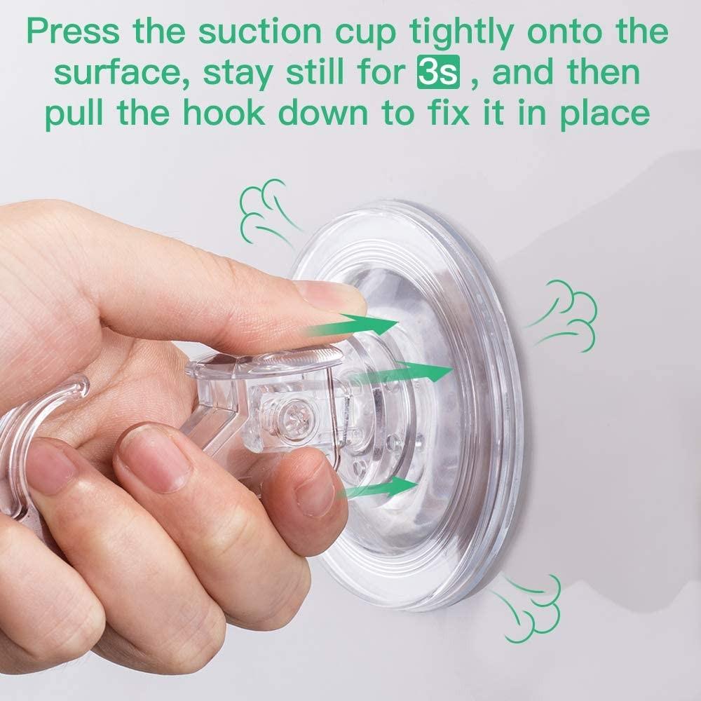 GlobaLink Suction Hooks Super Powerful Lock Clear Plastic Smooth Wall
