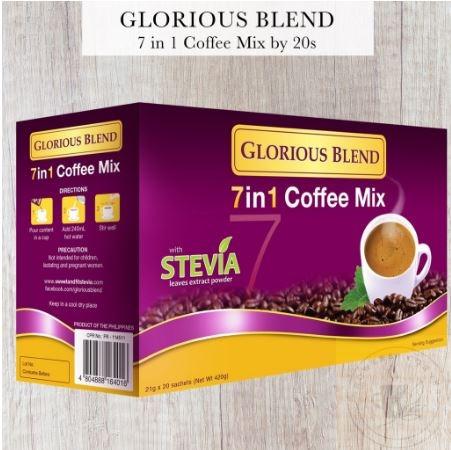 Glorious Blend Coffee 7in1 Stevia (20 sachets) (Category: Health Food, Drinks & Tonics) located in Manila. Submitted by branded4less. (Listing ID 1019214802, Image 2). Description: We are featured in DZMM We are a direct supplier so we are the cheapest Experience the taste of heaven with Glorious Blend 7 in 1 coffee. Ingredients: Malunggay, Calcium, Mangosteen, Gotu kola, and sweetened with sweet and fit stevia Very healthy and tasty 0 9 7 5 8 8 