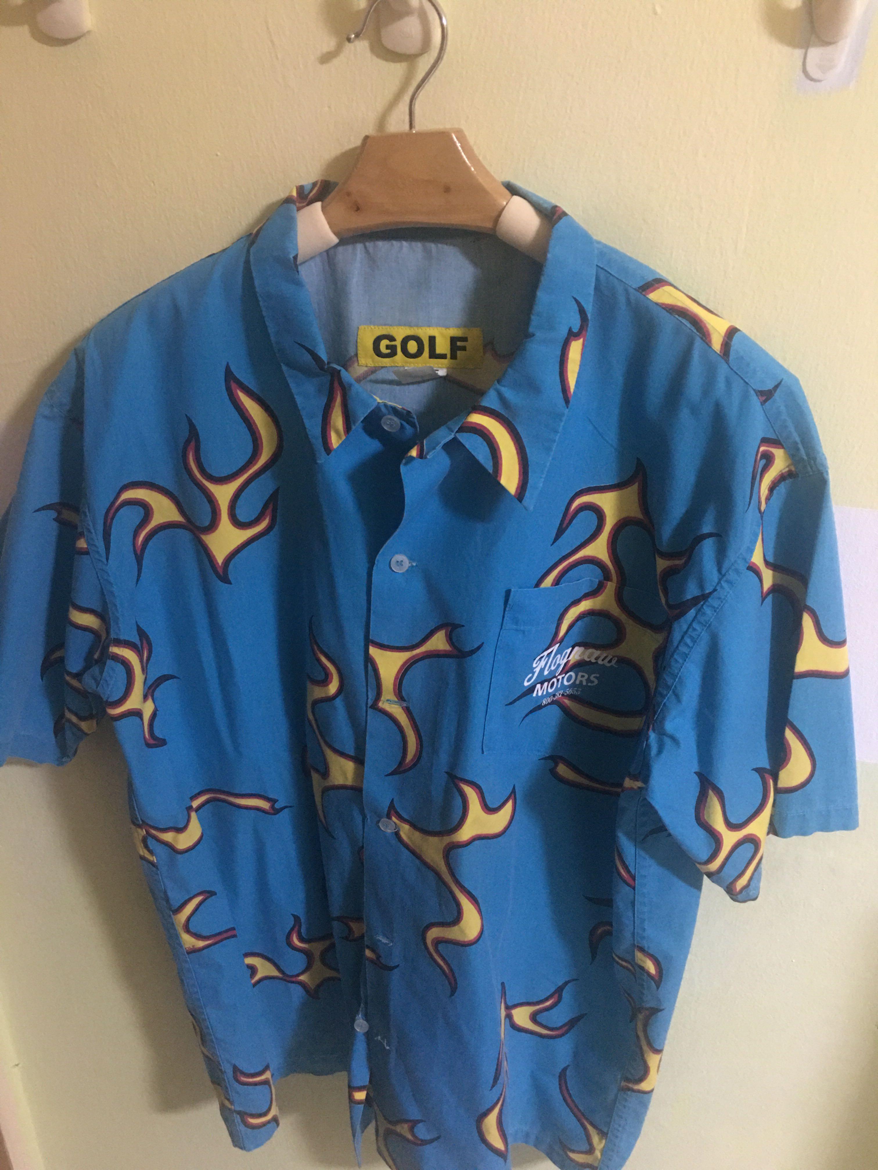 GOLF WANG Blue Flame Button Up, Men's Fashion, Coats, Jackets and ...