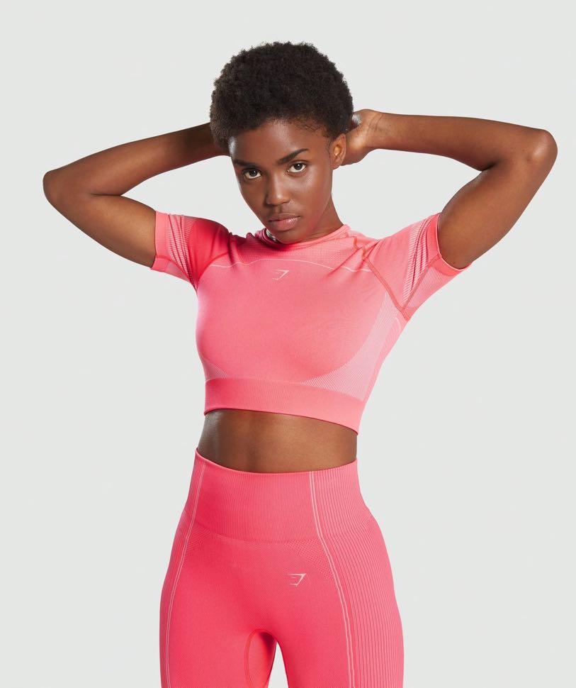 Gymshark Ultra Seamless Crop Top Pink Women s Fashion