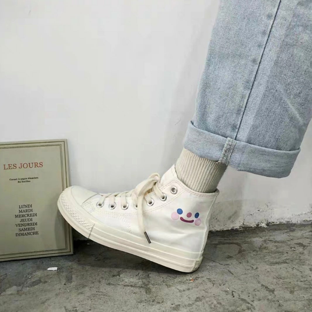 high cut white shoes