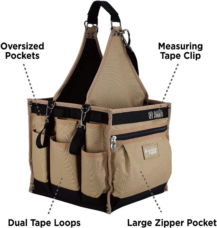 Jackson Palmer Extra Large 11” Tool Tote Carrier, 28 Pockets with