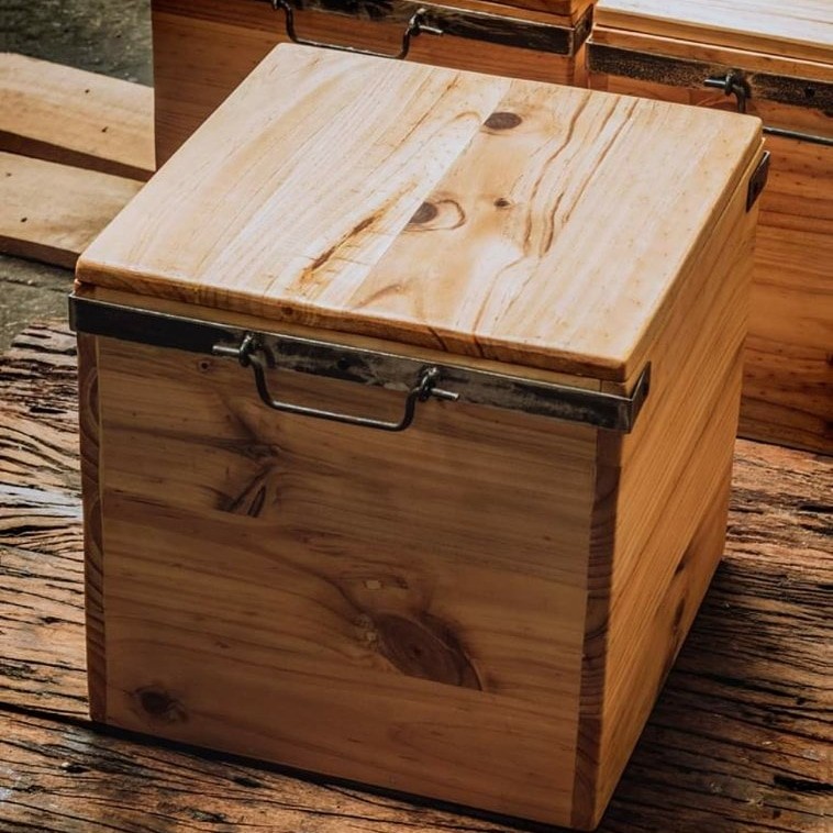 large square wooden box