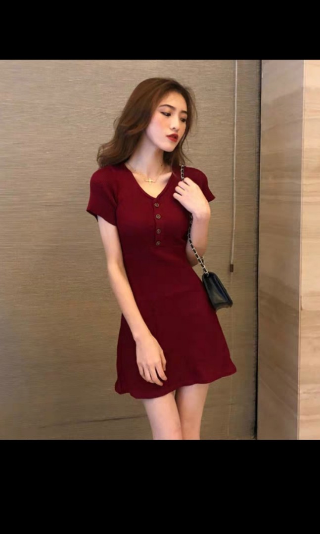 maroon tight dress