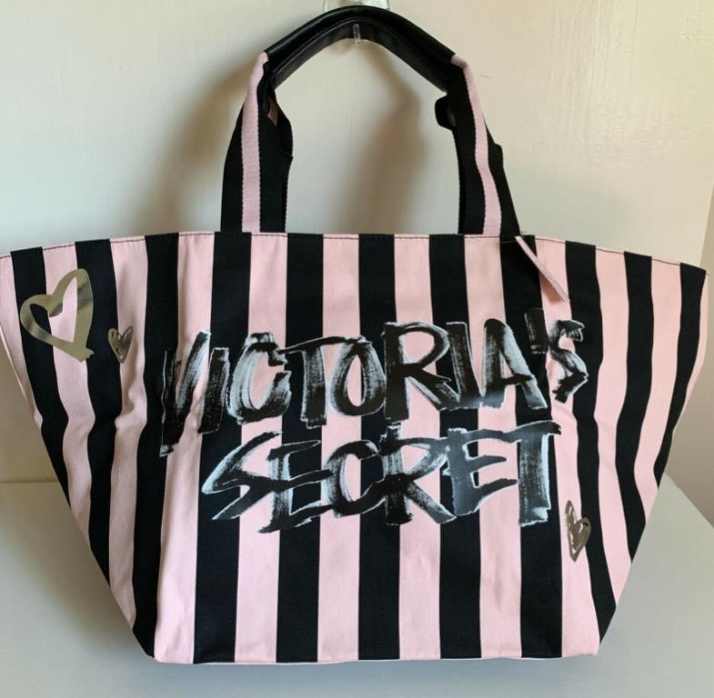 Victoria secret pink 2024 and black striped bag