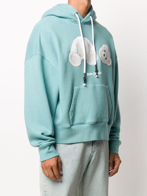 PALM ANGELS ICE BEAR HOODIE AQUAMARINE Men s Fashion Tops Sets Hoodies on Carousell
