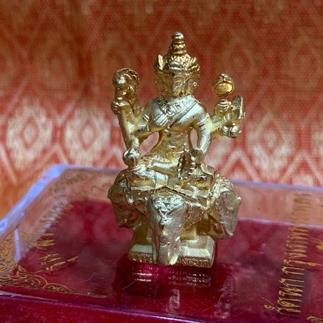Brass God Phra Phrom 4 Faces Ride Elephant Powerful Thai Hindu Amulet Talismans