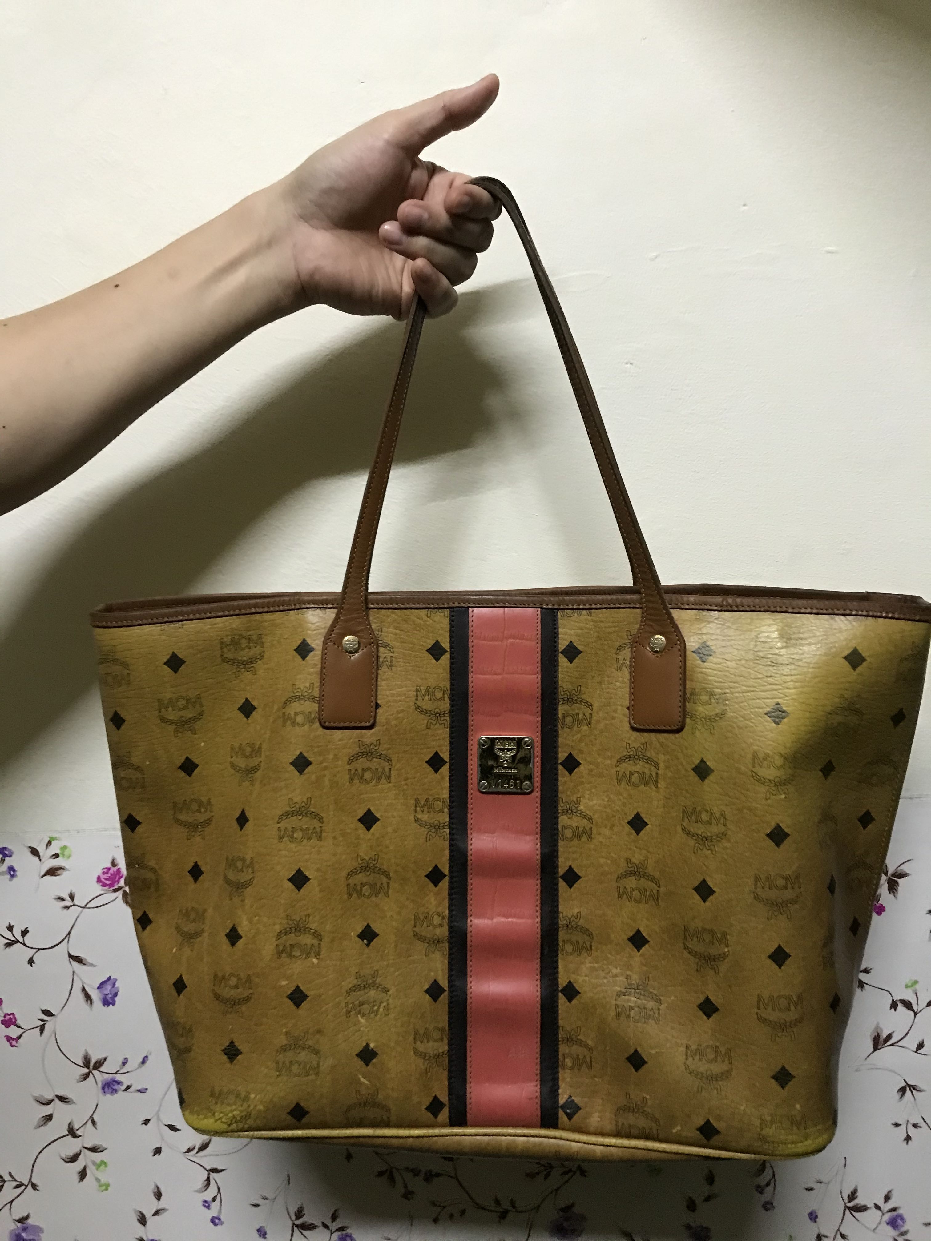 mcm cognac tote