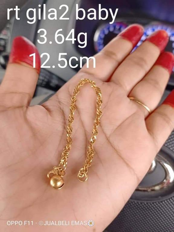 Rantai Tangan Budak Emas 916 12 5 Cm Women S Fashion Jewellery On Carousell