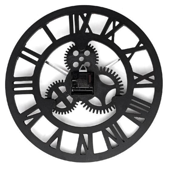 Wooden Roman Numeral Vintage Wall Clock with Gear Design, Furniture