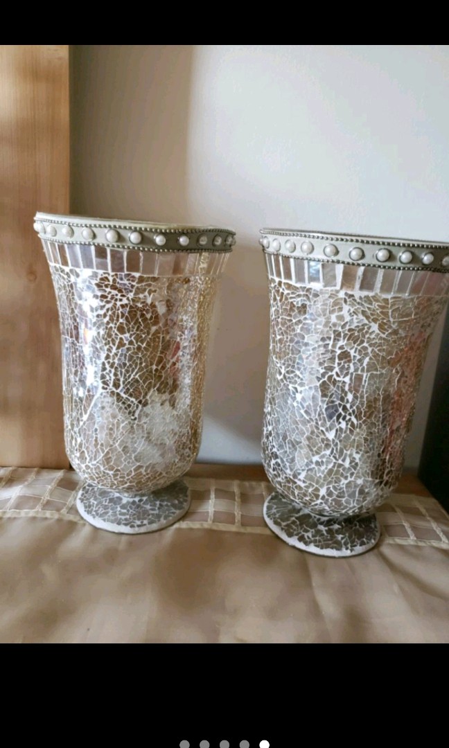Set of 2 mosaic vases
