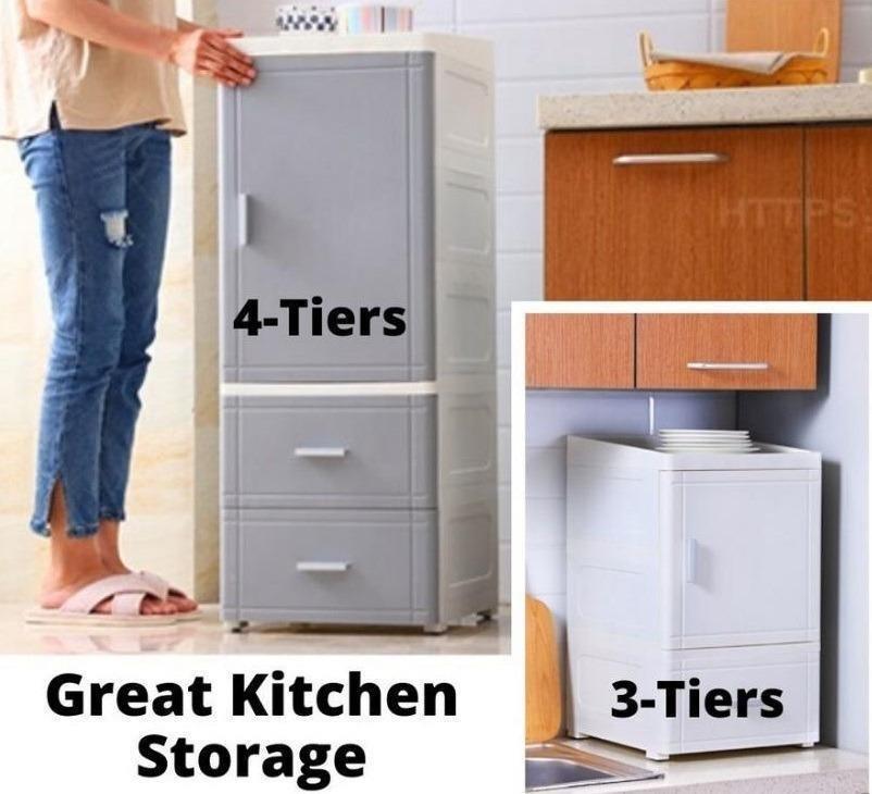 Slim Plastic Storage Drawer with Wheels, Furniture & Home