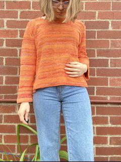 Stripe orange knit jumper sweater XS