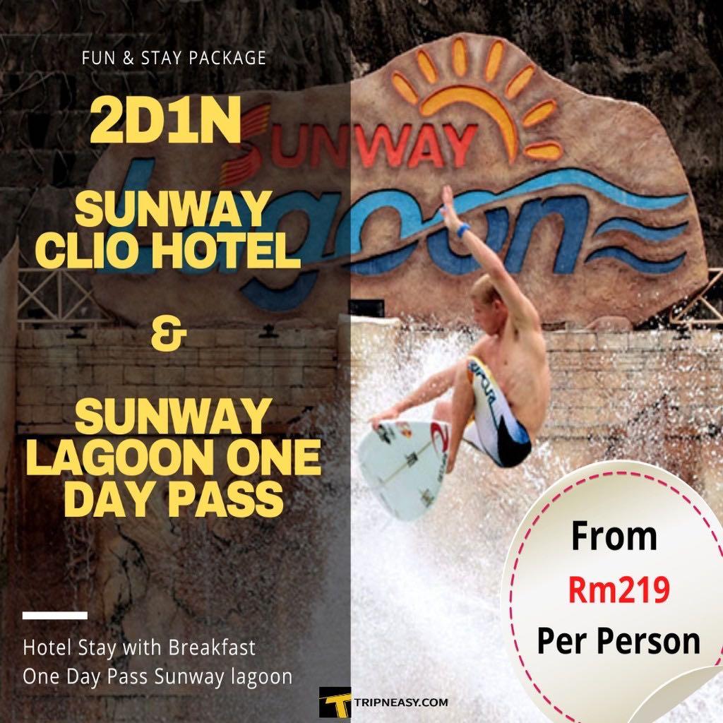 Tripneasy 2D1N Sunway CLIO + Sunway lagoon 1Day Pass + Breakfast