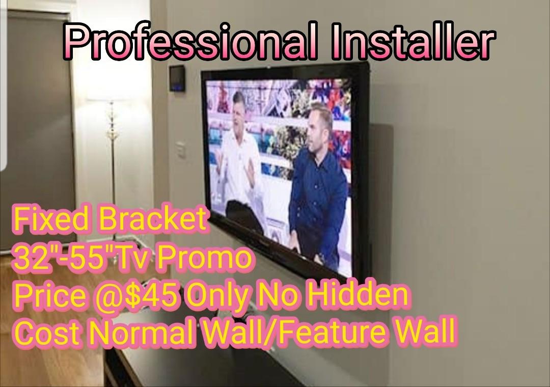 Tv Bracket (Category: TV) located in Singapore. Submitted by tv_tech (Listing ID 1019159469, Image 1). Description: Fixed Bracket 32"-55"tv @$45 60-65"tv @$65 70"-75"tv From $90 Price Is With Installation To Booked Ur Appt PM Now..😉.