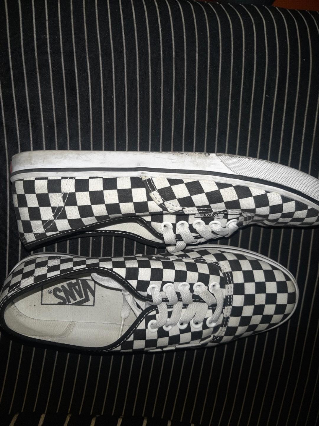 vans authentic golden coast & black checkered skate shoes