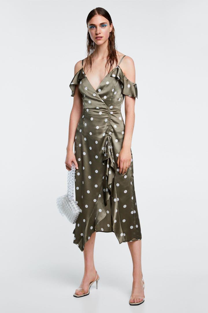 Zara polka store dot green dress