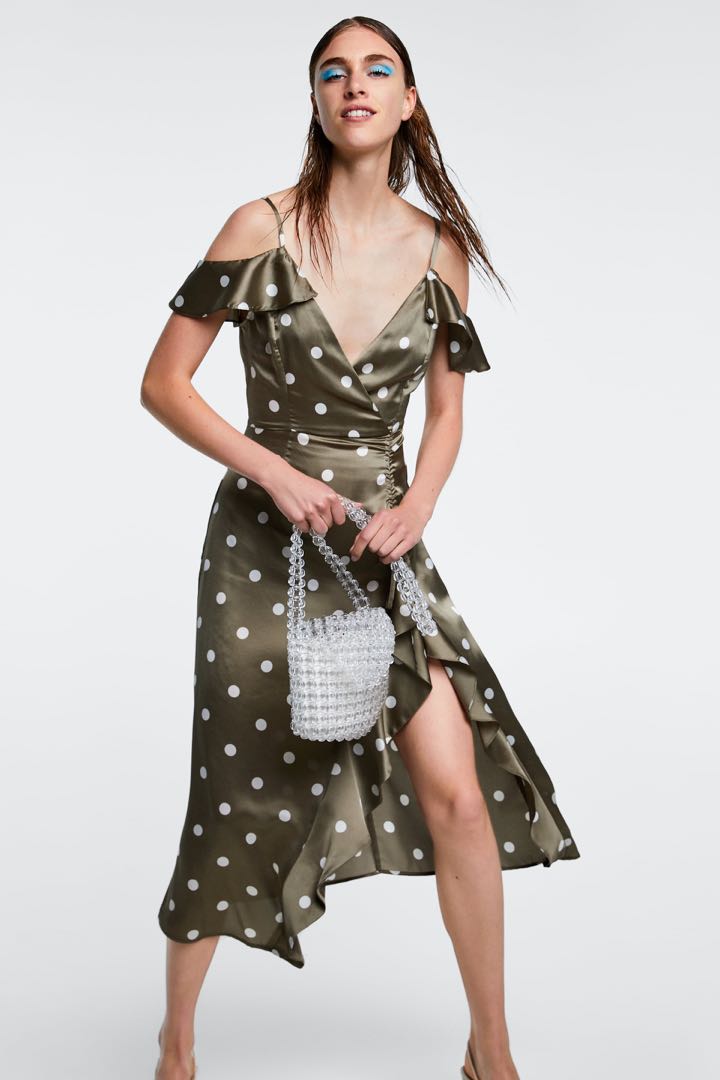 zara green dot dress