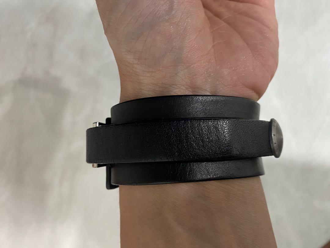 Armani exchange men's black bracelet watch hotsell and leather cuff
