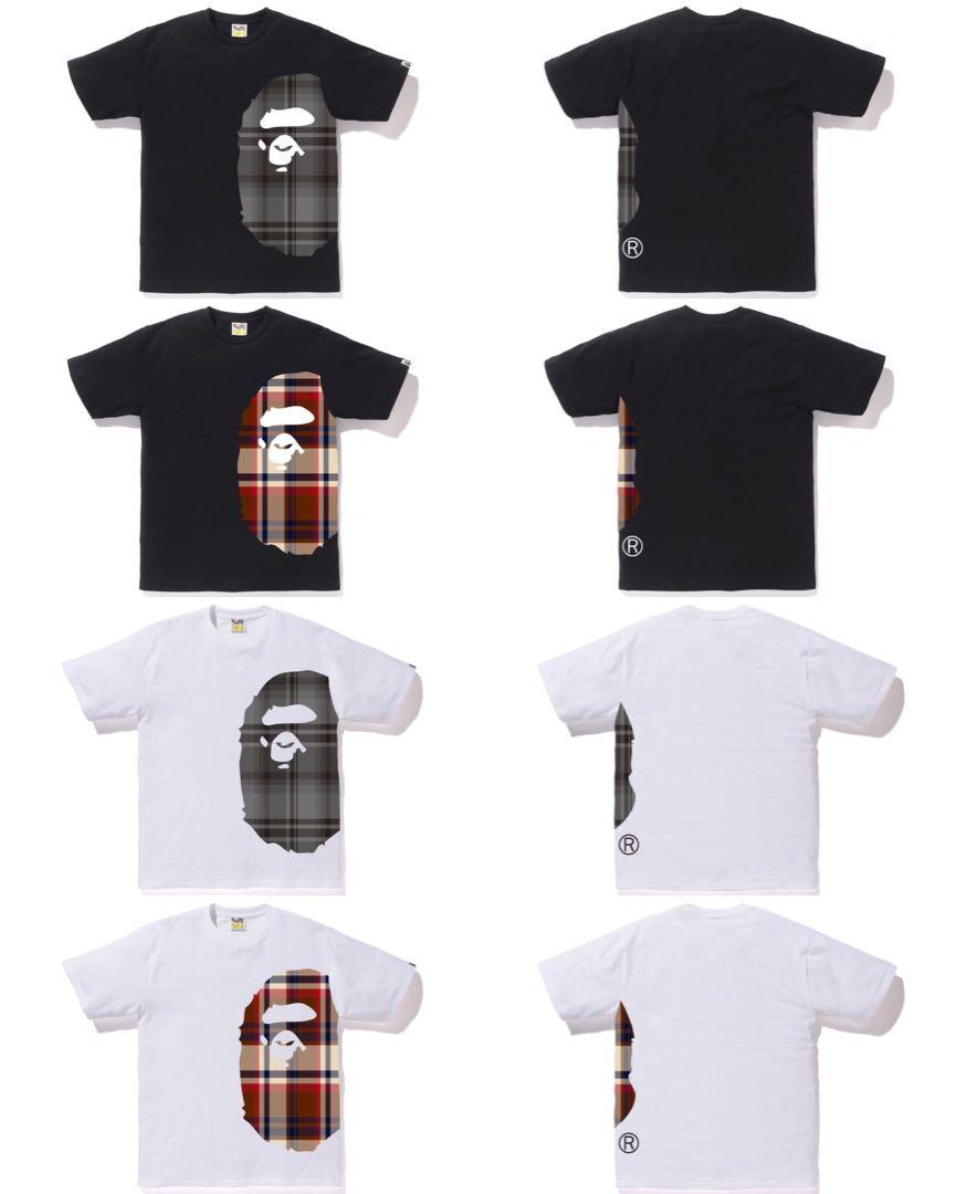 BAPE Check Side Big Ape Head Tee, Men's 