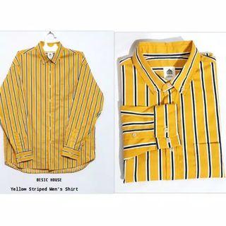 Basichouse yellow stripes shirt kemeja bukan zara