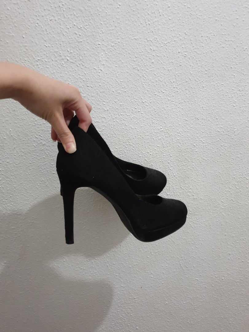 grey and black heels