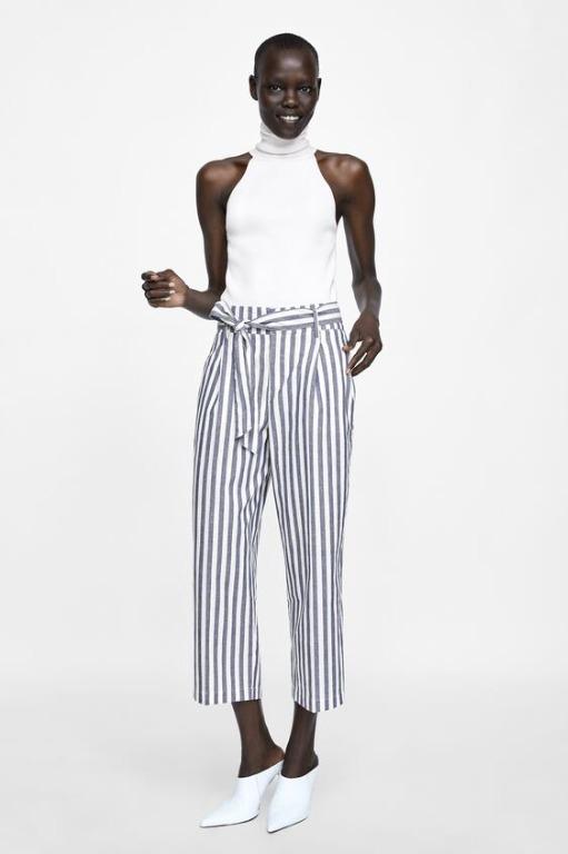 Zara striped trousers with belt clearance