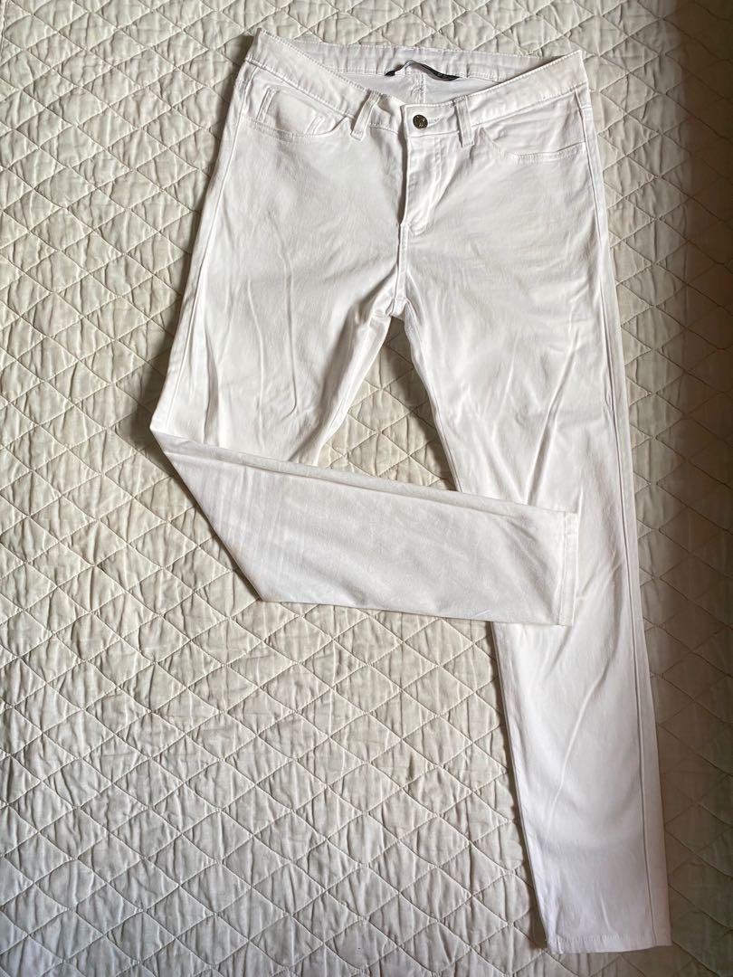 white slim pants women's