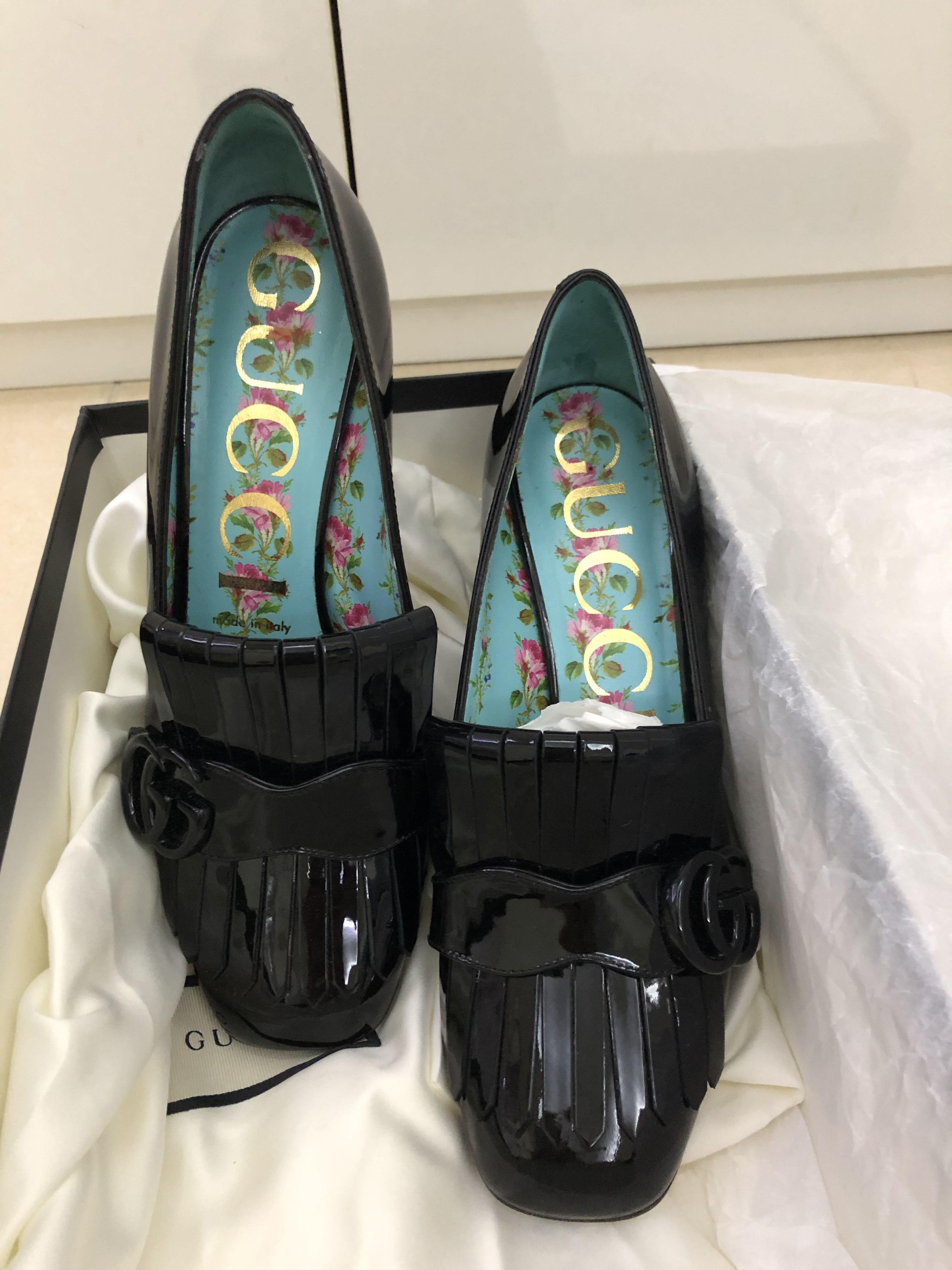 Gucci marmont outlet patent leather pumps