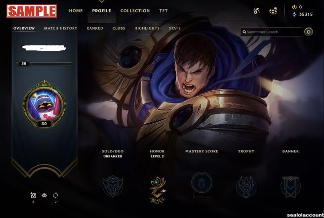 32k to 36k BE league of legends level 30 fresh unranked account