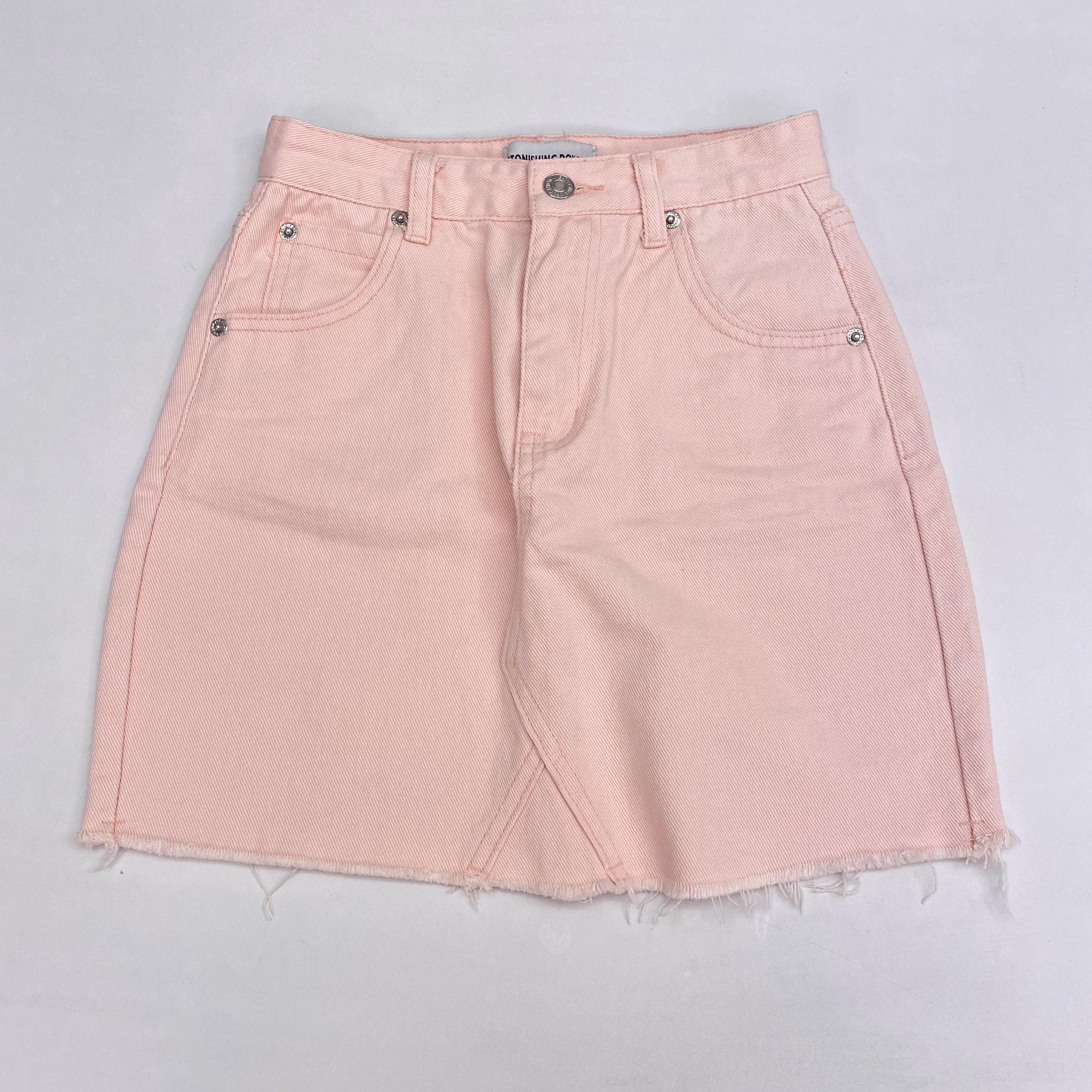 light pink denim skirt