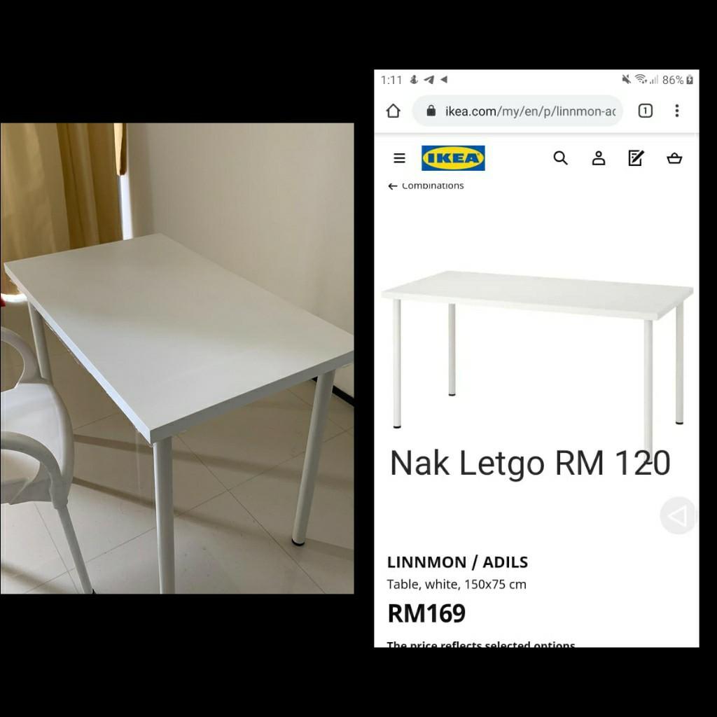 Meja Ikea Linnmon Home Furniture Furniture On Carousell