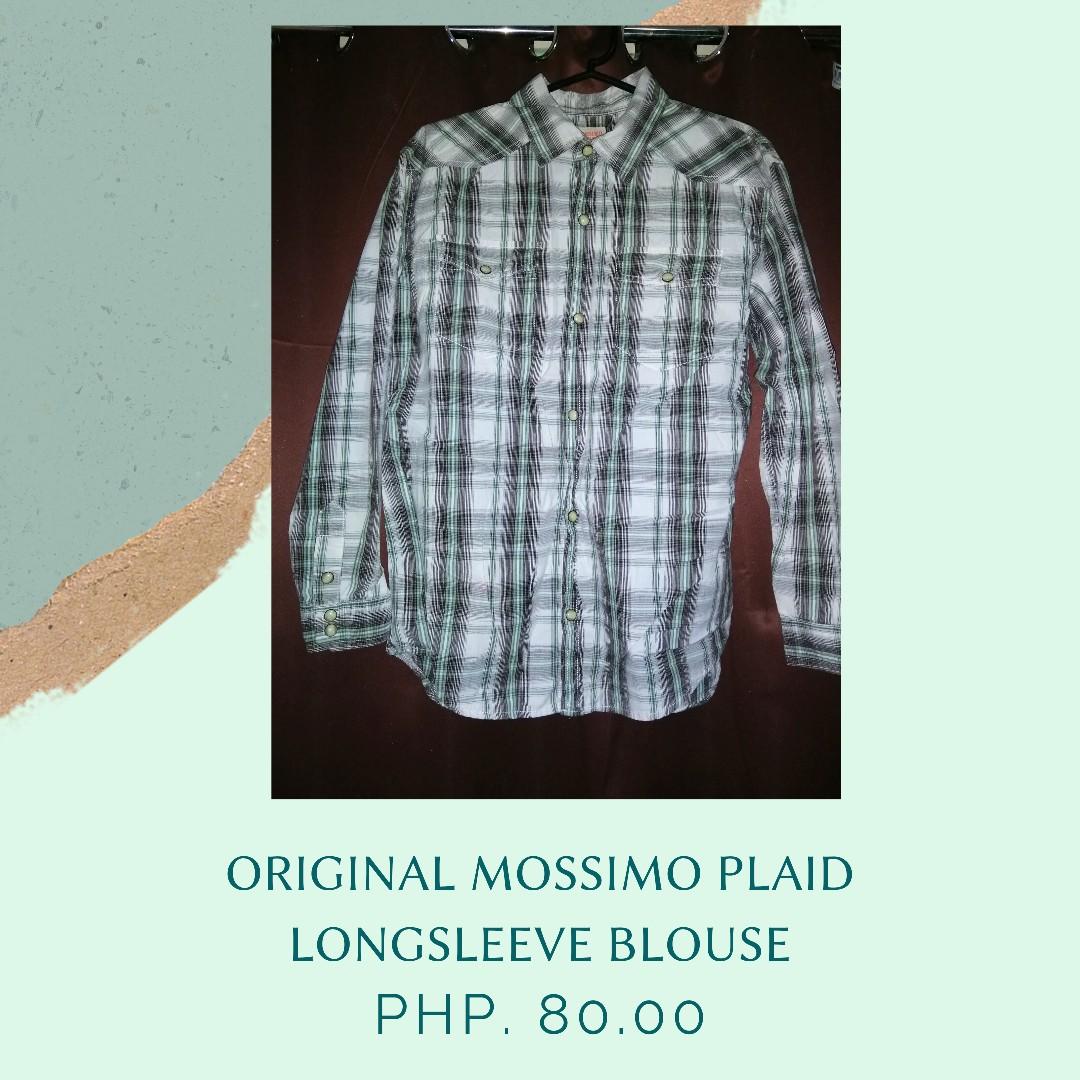 MOSSIMO Plaid Longsleeve Blouse (Category: Longsleeves) located in Pasig City. Submitted by ceejay003 (Listing ID 1019348090, Image 2). Description: LIPAT BAHAY Sale!! 👉 Original Mossimo Brand 👉 Snap buttons are intact 👉 No flaws 👉 Size is fit from medium to large.