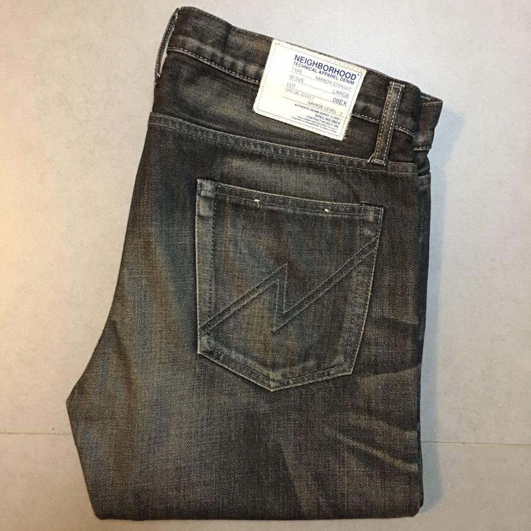 Neighborhood Jeans Washed Narrow Denim 14OZ Black 牛仔褲, 男裝, 褲