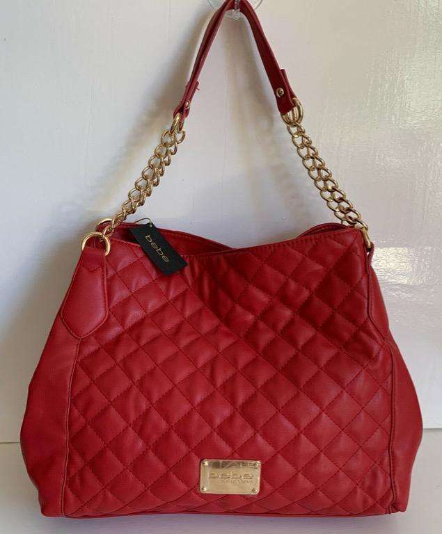 New Bebe Danielle Red Triple Entry Quilted Shopper Shoulder Bag Purse 108 Sale Women S Fashion Bags Wallets Shoulder Bags On Carousell