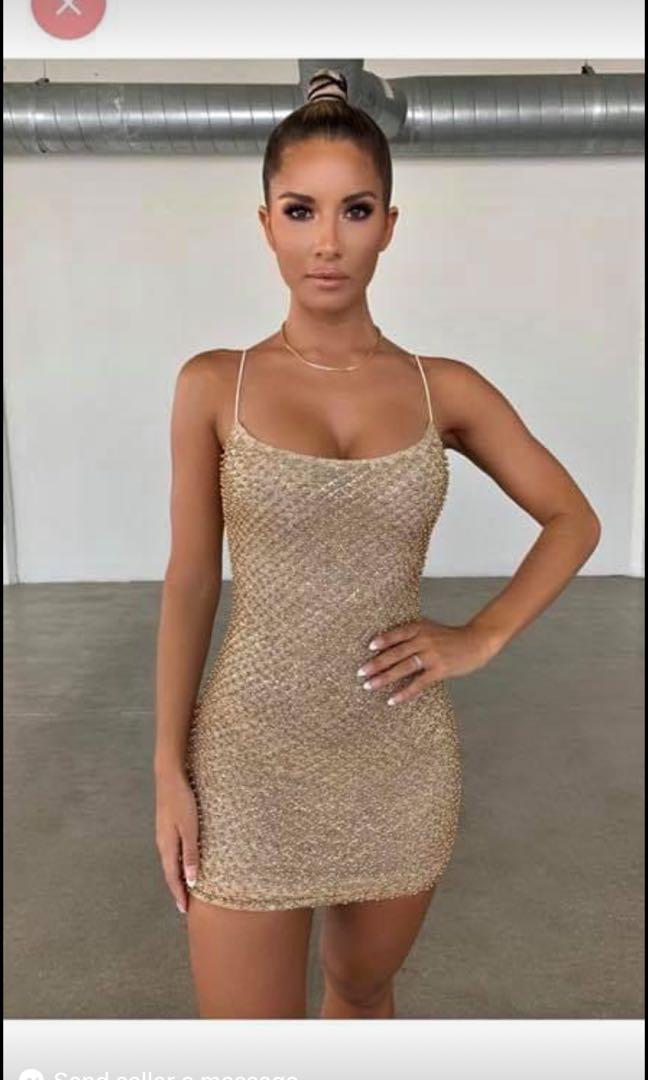 Oh Polly Gold Dress, Women's Fashion 